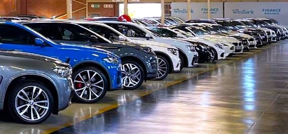 FNB repossessed cars with prices lined up at a Wesbank vehicle auction